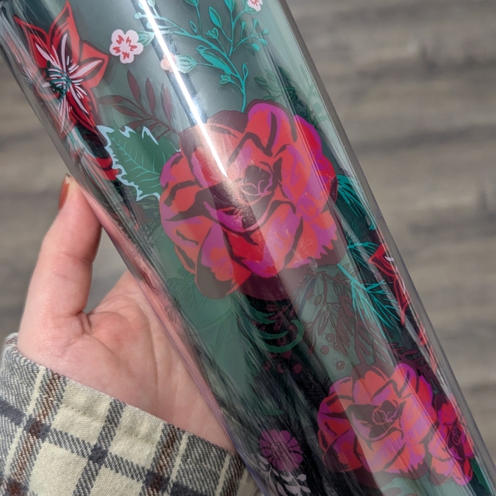Starbucks Holiday 2022 Poinsettia Tumbler with Silicone Straw Topper - Picture 2 of 8